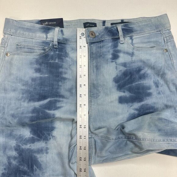 J Jill Jeans Womens 16 High Rise Cropped Tie Dye Island Blue Denim Coastal NEW - Picture 6 of 10
